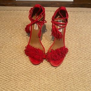 Steve Madden Red Fringe Sandals